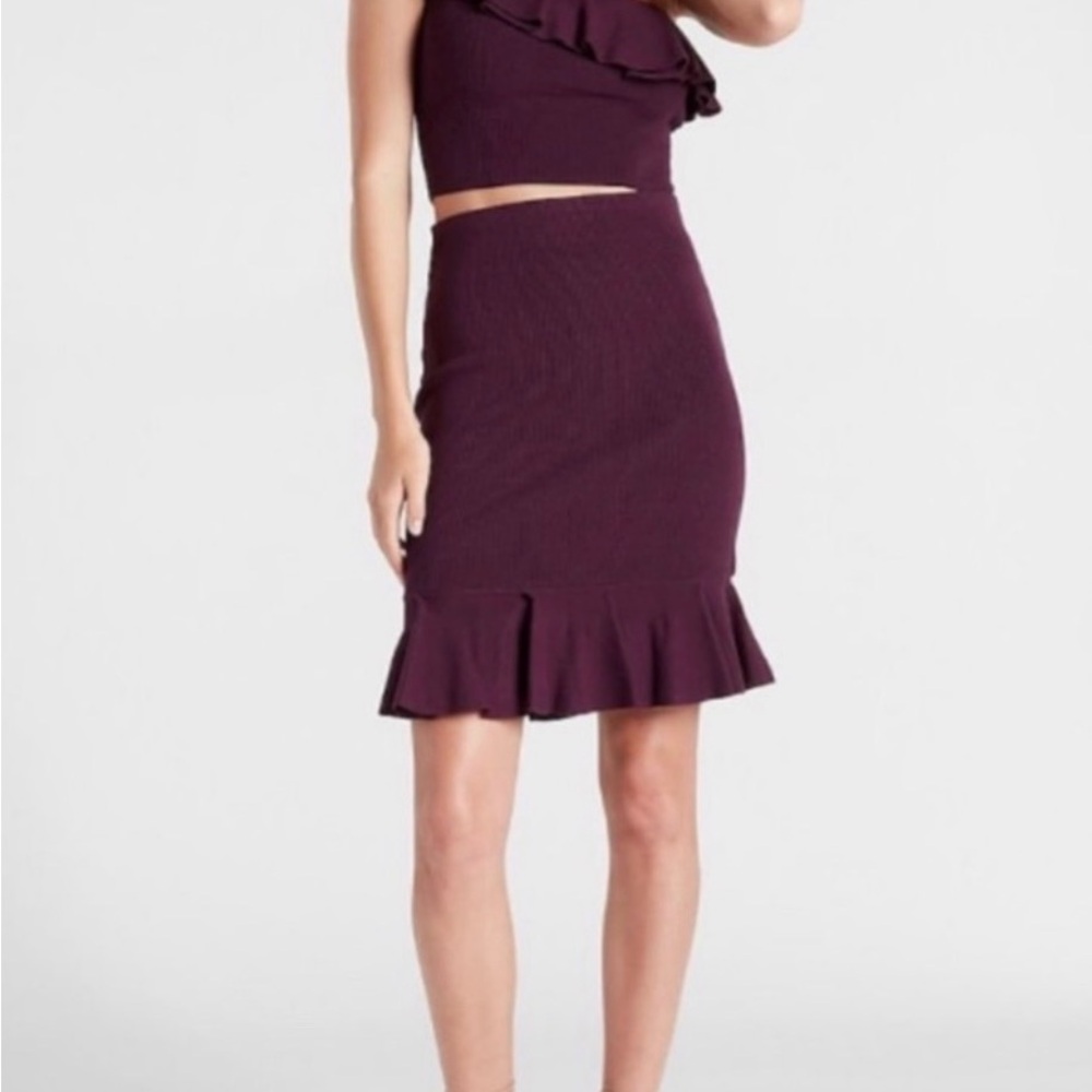 Set: Express Deep Purple Pencil Skirt and matching top